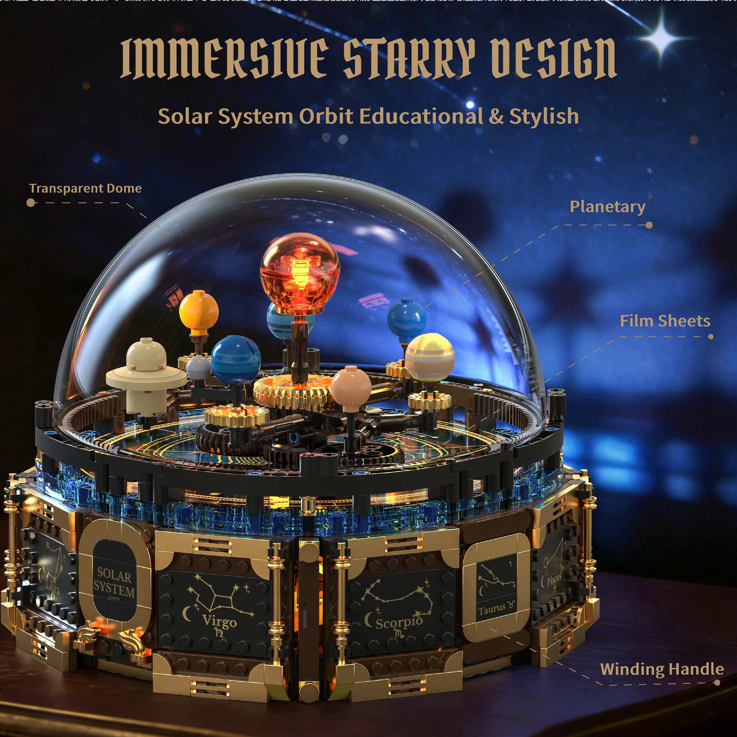 Solar System Orrery - Mechanical Solar System Music Box Building