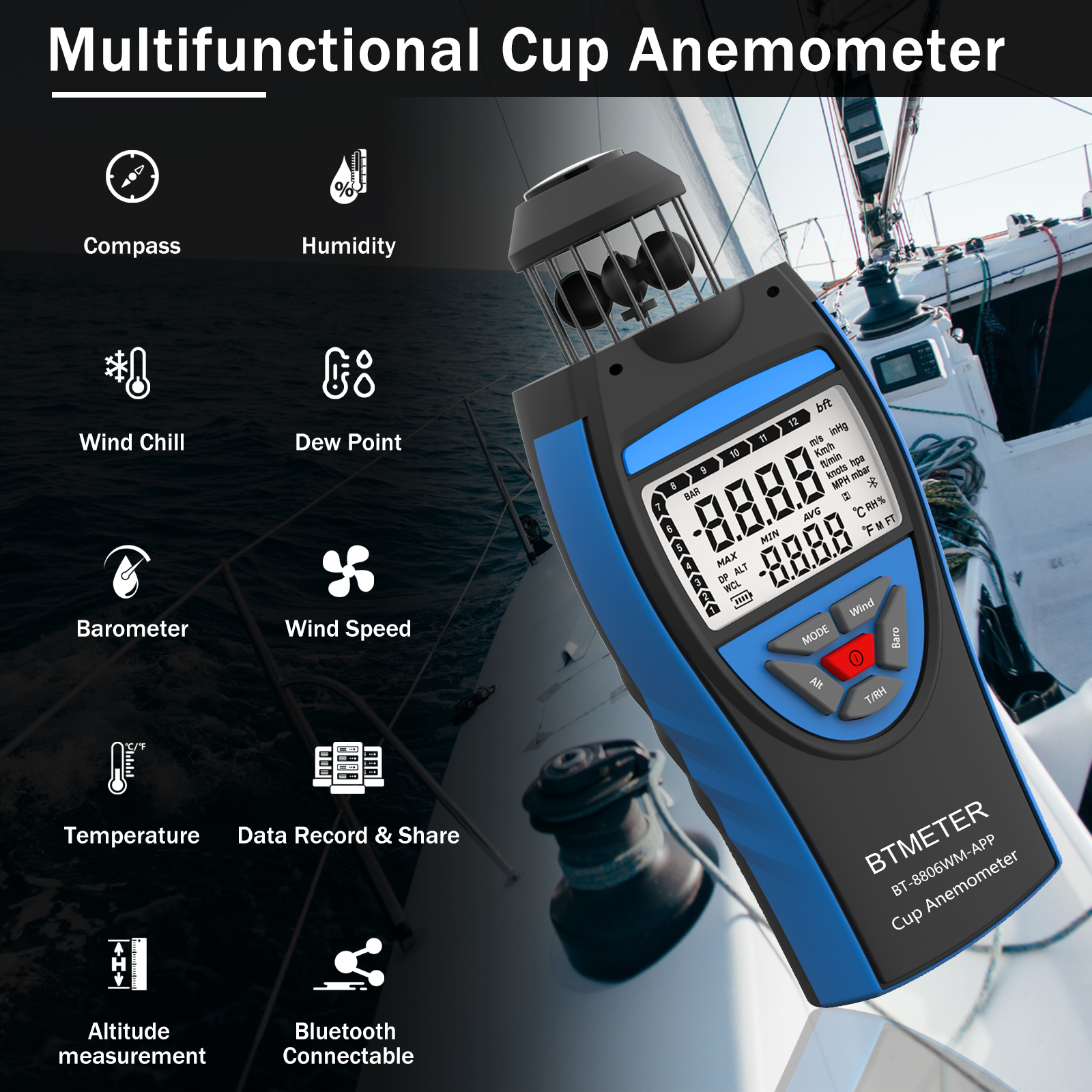 Portable Anemometer With Compa - Anemometer Wind Speed のレビューと価格