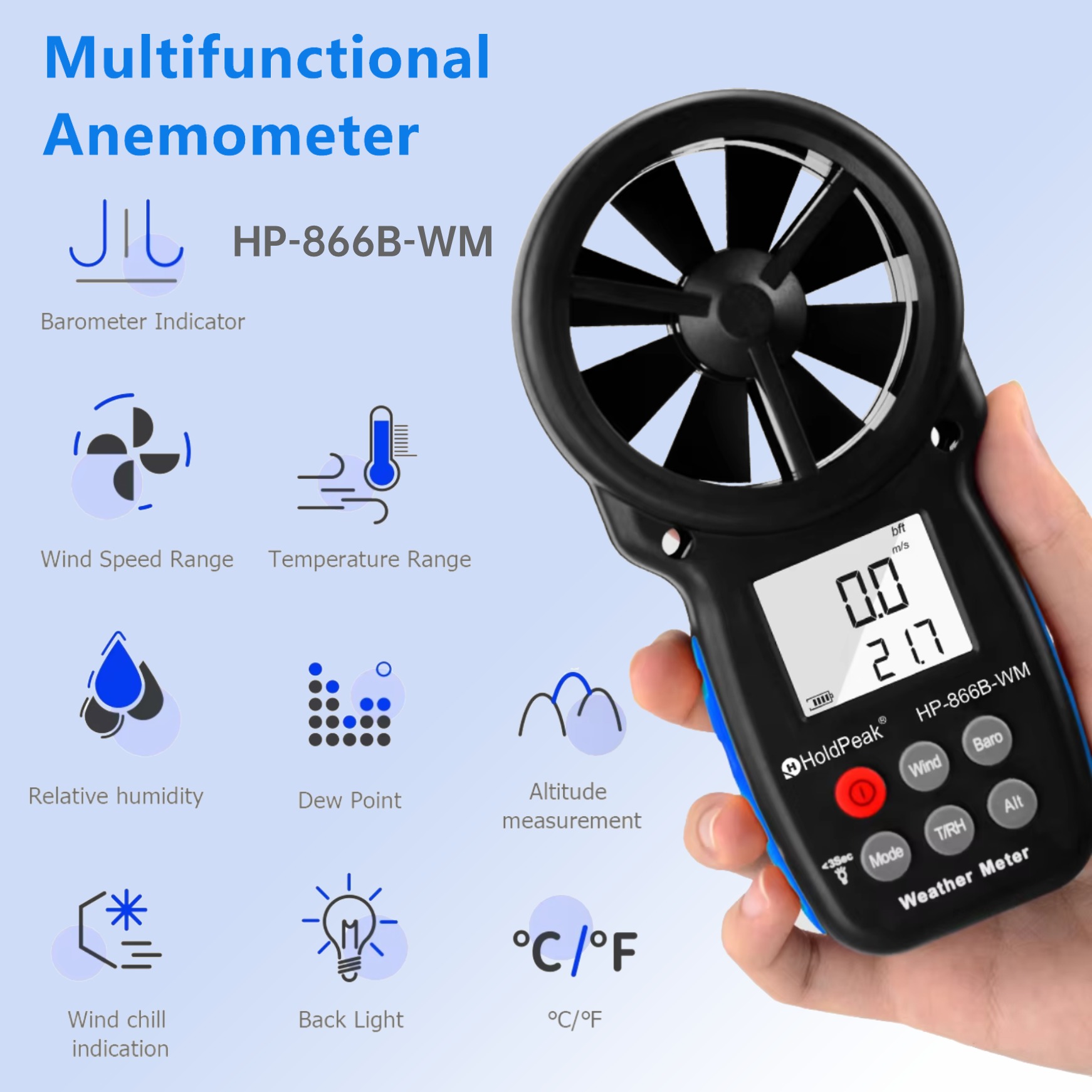 HP-866B-WM Anemometer Instruct - Anemometer Wind Speed のレビューと価格