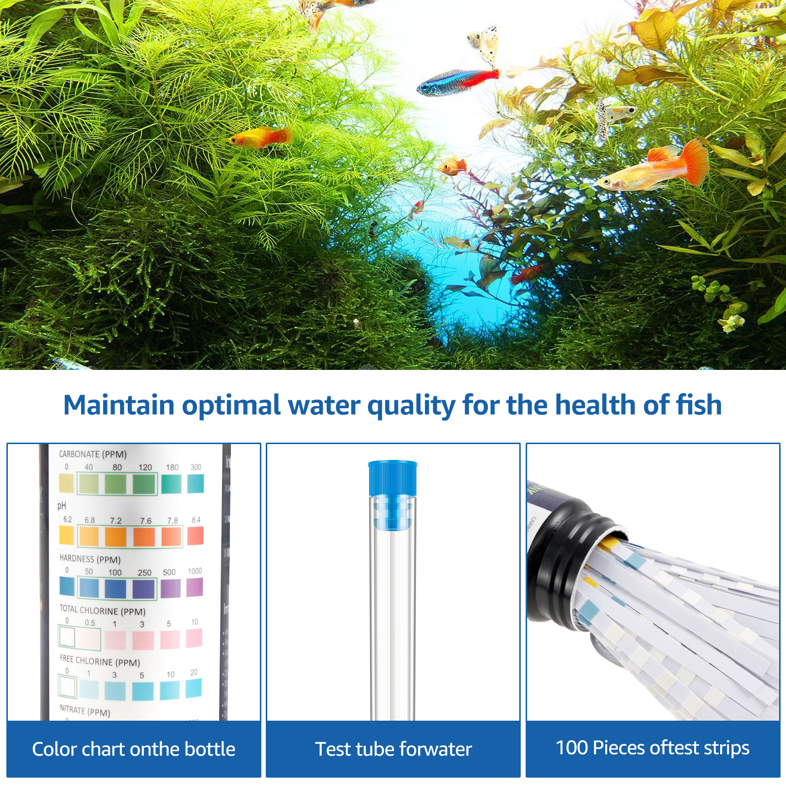 100Pcs 7 in 1 Aquarium Test St - Water Testing Kit のレビューと価格